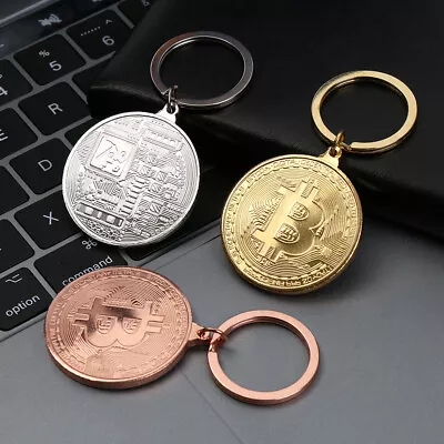 Copper Plated Jewelry Collectors Key Ring Commemorative Bitcoin Key Chain • $7.62