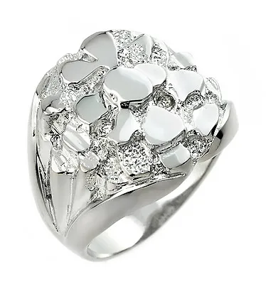 Bold Sterling Silver Men's Nugget Ring • $95.99