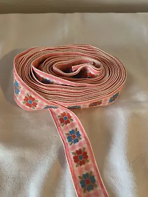 Vintage Floral Jacquard Embroidered Sewing Ribbon Trim 2 Pieces (4 And 6 Yards) • $25