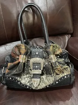 Mossy Oak Licensed Camouflage & Rhinestone Buckle Purse  Camo Handbag • $35