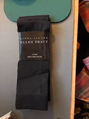 3 Pairs Women's Hosiery Ellen Tracy Black Trouser Socks Size 9-11 New With Tag • $11