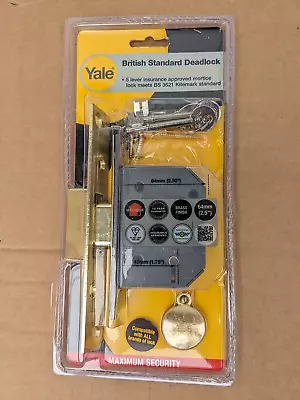 Yale 5 Lever Insurance Approved 64mm Mortice Dead Lock Brass Finish • £17.95