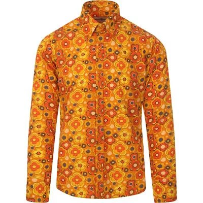 MENS MADCAP RETRO MOD 60s 70s Sixties DAISY FLOWER PRINT SHIRT Trip Floral MC537 • £35.60