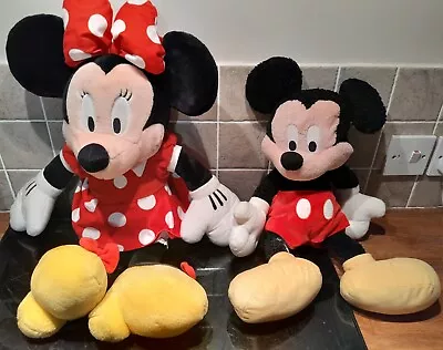 Micky Mouse Plush 18  & Minnie Mouse 22  Soft Toys Disney Store • £3.95
