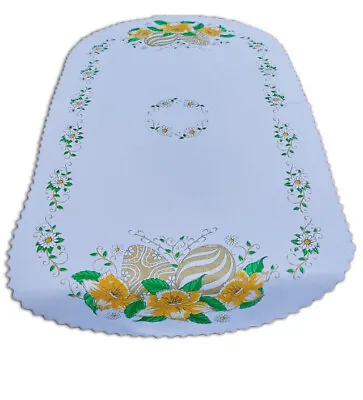 Easter Oval White Tablecloth/table Runner NEW 50x100cm (20 X39 ) Eggs • £11.99