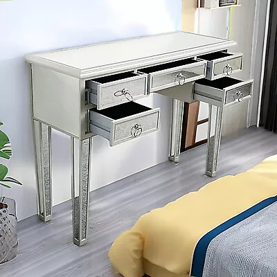 Modern Mirrored Makeup Table W/ 5 Drawers Vanity Table & Dressing Table  • $239.99