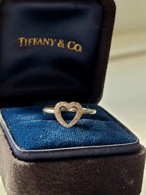 £675 • Buy Beautiful Genuine Tiffany Metro Heart Diamond Ring 950 Platinum Size I