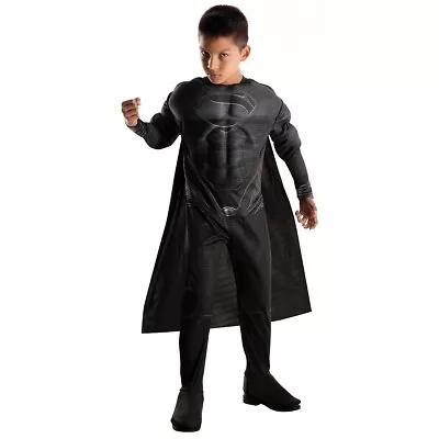 Superman Costume Kids Black Superhero Suit Halloween Fancy Dress • $24.93