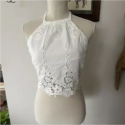 Miguelina White Lace Top S • $35