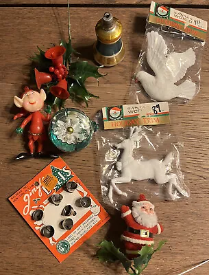 $36.95 • Buy Lot Of Vintage Christmas Decor Wreath Making Gift Wrapping Ornaments 1960s 70s