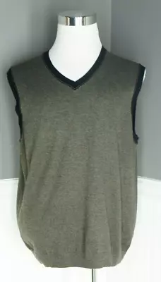 Men's PERRY ELLIS Gray V-Neck Sweater Vest Size L Large • $16.99