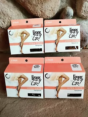 $7.50 • Buy Leggs Go Pantyhose Ultra Sheer Large Off Black Sheer Toe Lot Of 4 Pair NIB