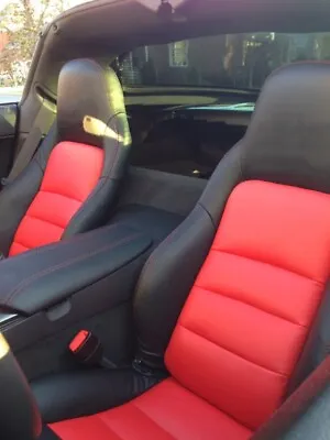 Corvette C6 2005-2011 Synthetic Leather Sports Seat Covers In Black &Red Inserts • $250