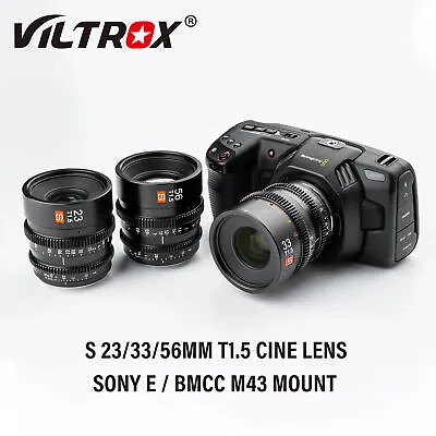 Viltrox 23mm 33mm 56mm T1.5 Cinema Lens Manual Focus Prime For Sony E M43 Mount • $394.25