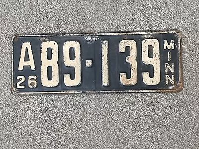 1926 Minnesota License Plate #A89-139 • $20
