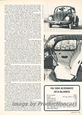 1968 Volkswagen Beetle 1500 VW Road Test Original Car Review Print Article J703 • $11.95