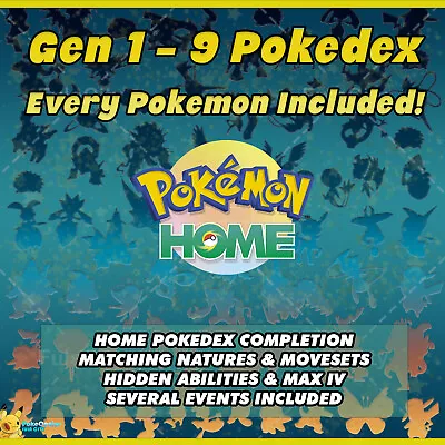 ✨ Pokemon Home Gen 1-9 ✨ Complete Living Pokedex ✨ Custom Trainer Name • $59.99