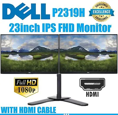 Excellent Dual Stand Dell P2319H 23in Full HD 1920x1080 LED-Lit Monitor HDMI A+ • $50