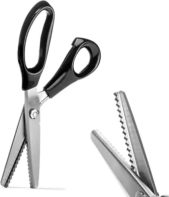 Pinking Shears Stainless Steel Dressmaking Scissors Serrated And Scalloped Bla • $21.65