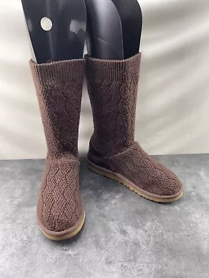 Ugg Australia Womens Shoes Brown 6M Classic Marquis Knit Crochet Pull On Boots • $28.36