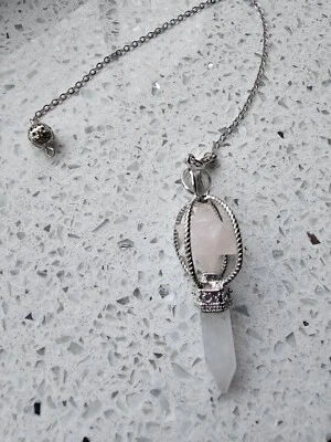 Natural Rose Quartz Dowsing Pendulum With A Merkaba Star • £6.99