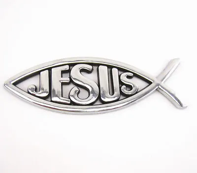 3D Car Chrome Decal Sticker Cross God FISH Jesus Christian Faith Symbol Peace • $6.76