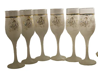 (6) Creazioni Silvestri Arte Murano Cherub In Clouds Champagne Glasses-Italy • $42