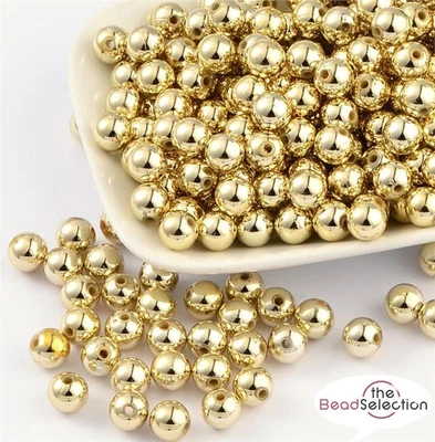 £1.99 • Buy PREMIUM QUALITY GOLD PLATED ACRYLIC SPACER BEADS 4mm 6mm 8mm 10mm JEWELLERY 