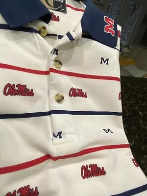 Ole Miss Rebels Shirt Mens Large L All Over Print Logo Cotton Polo Chiliwear • $42