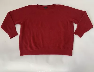 J Crew Sweater Women XXL Red Waffle Crewneck Pullover Alpaca Merino Wool Soft • $34.99