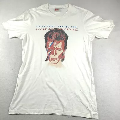 David Bowie T Shirt White Short Sleeve Graphic Tee Size L Ziggy Stardust • $16