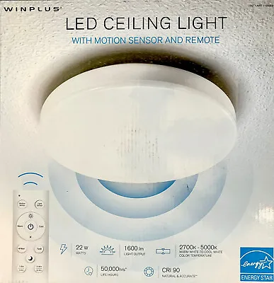 Winplus Remote Control & Motion Activated LED Ceiling Light • $39.95