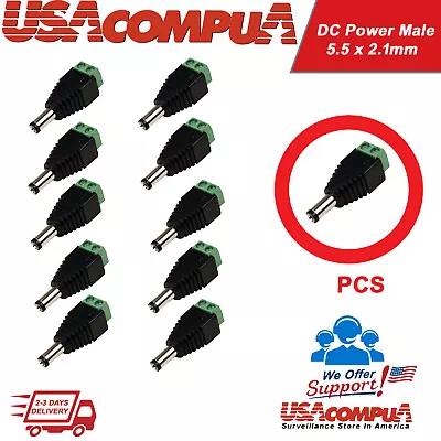 Connector For CCTV  DC Power Male  5.5 X 2.1mm Jack Adapter Cable Plug / 10pcs • $5.50