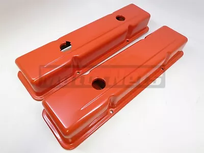 SBC Small Block Chevy Orange Valve Cover W/ Oil Cap Hole 283 305 350 327 400 Rod • $53.98