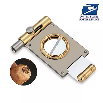 Galiner Stainless Steel Guillotine 2 In 1 Cigar Cutter W/ Punch Knife Scissors • $19.99