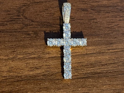 $90 • Buy GLD 14k White Gold Diamond Cross Pendant 