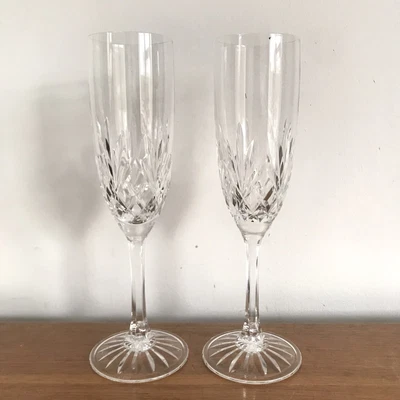 £32 • Buy Pair Of Edinburgh Crystal “TAY” Cut 8 ¼  Tall Champagne Flutes - Signed 