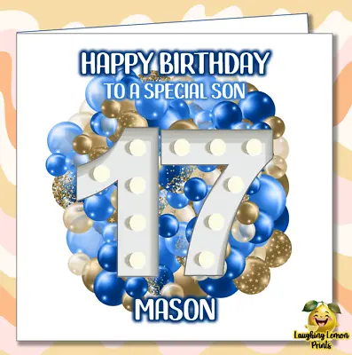 Personalised 17th Birthday Card Son Grandson Nephew Brother Cousin Friend /DL • £2.99
