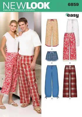 New Look Ladies & Mens Easy Sewing Pattern 6859 Pyjama Bottoms Pants ... • £12.49