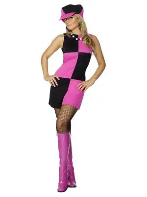 Adult Female Swinging 60s Pink Fancy Dress Party Costume • £17.29