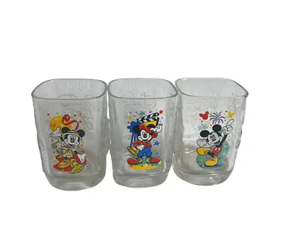 Walt Disney World Celebration Glasses McDonalds 2000 Mickey Mouse Set Of 3 Cups • $17.90