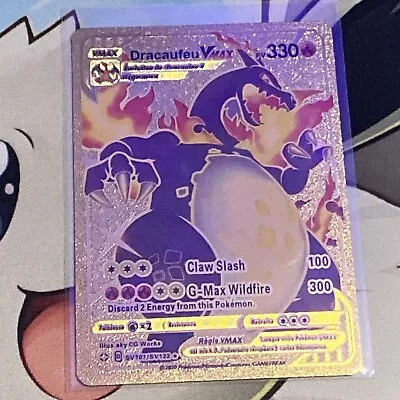 $0.99 • Buy RARE Pokémon Dracaufeu VMAX Gold Foil Pokemon Card In French/English W/Toploader