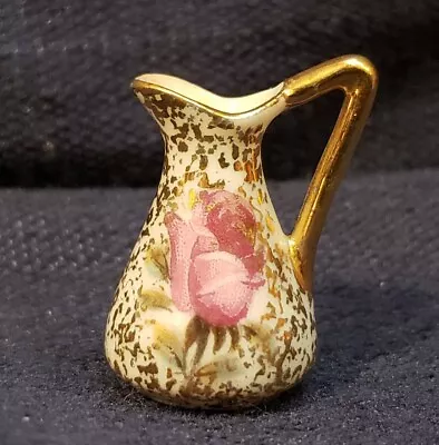 Vintage Miniature Dollhouse Delicate Pink Rose Design W/Gold Detail Pitcher NOS • $4.95