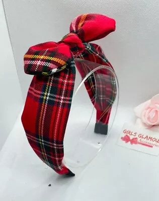 Royal Stewart Hairband Headband Hair Tie Band Bow Tie Red Tartan Burns Night • £3.99