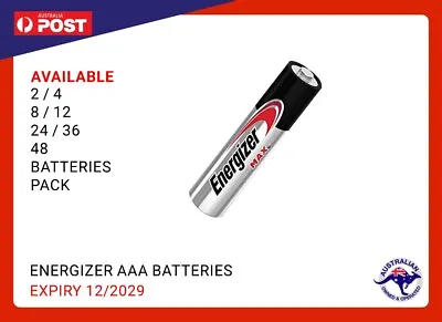Genuine ENERGIZER MAX AAA BATTERIES BRAND NEW EXPIRY 12/2029 BEST PRICES • $29.50