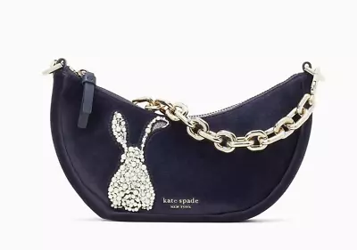 Kate Spade Smile Bunny Small Velvet Chain Shoulder Bag Crossbody Clutch ~NWT~ • $175.50