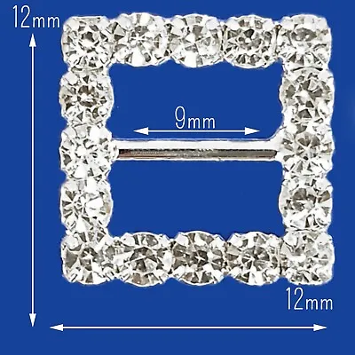 £1.98 • Buy STUNNING DIAMANTE BUCKLE SLIDERS Craft Crystal Circle Heart Square 6-14mm Ribbon
