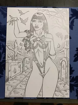 Original Comic Art Sexy Vampirella 8x12 Drawing Sketch Pinup Signed • $12.99