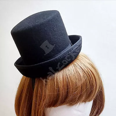 CLASSIC Wool Felt Mini Top Hat Women Fascinator Party Topper Headpiece | Black • $18.02