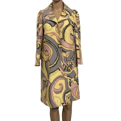 $198 • Buy $640 M Missoni 42 6 Pea Coat Jacket Trench Quilted Mod 60’s Easter Groovy Swing